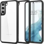 Samsung Galaxy S22 Plus Transparant met zwarte randen Spigen back cover hoesje
