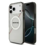 AMG iPhone 17 Pro Max Backcover hoesje - Magsafe - Double Layer - Red Line - Wit