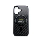 Aston Martin iPhone 16 Backcover hoesje - Magsafe - Carbon Circle - Zilver