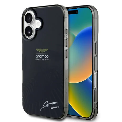 aston-martin-aston-martin-iphone-16-backcover-hoes-10.webp Aston Martin iPhone 16 Backcover hoesje - IML F1 Car - Alonso Signature - Zwart - Image 1