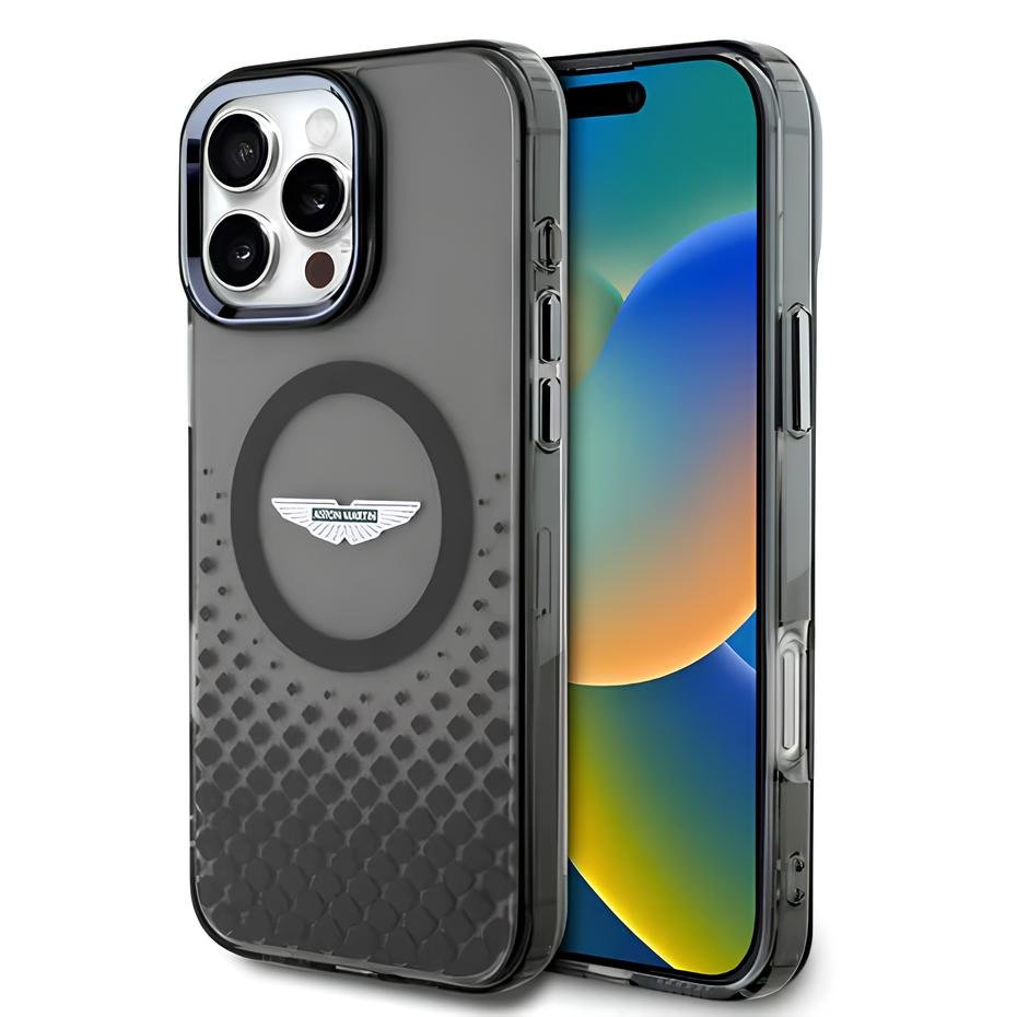 aston-martin-aston-martin-iphone-16-pro-max-backco-10-1.jpg Aston Martin iPhone 16 Pro Max Backcover hoesje - Magsafe - IML Metal Gradient Squares - Zwart - Image 1