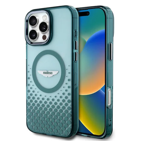 aston-martin-aston-martin-iphone-16-pro-max-backco-8-1.webp Aston Martin iPhone 16 Pro Max Backcover hoesje - Magsafe - IML Metal Gradient Squares - Groen - Image 1