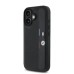 BMW iPhone 16 Backcover hoesje Perforated Tricolor Detail Line - Zwart - Afbeelding 4