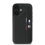 BMW iPhone 16 Backcover hoesje Perforated Tricolor Detail Line - Zwart - Afbeelding 2