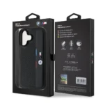 BMW iPhone 16 Backcover hoesje Perforated Tricolor Detail Line - Zwart - Afbeelding 5