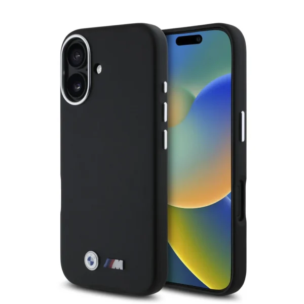 BMW iPhone 16 Backcover hoesje Smooth Full Wrapped Metal - Zwart