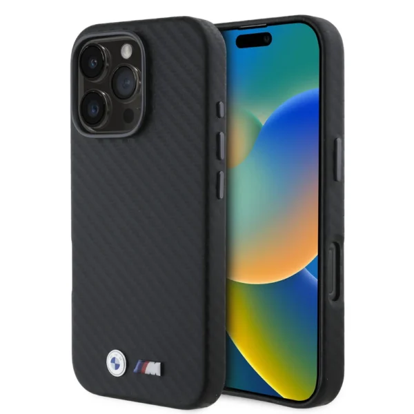 BMW iPhone 16 Pro carbon backcover hoesje zwart