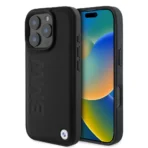 BMW iPhone 16 Pro Backcover hoesje Leather Hot Stamp - Zwart
