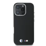 BMW iPhone 16 Pro Backcover hoesje Smooth FullSmooth Full Wrapped Metal - Zwart - Afbeelding 3