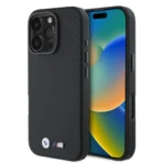 BMW iPhone 16 Pro Max Backcover hoesje Carbon Wrapped Metal - Zwart