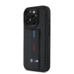 BMW iPhone 16 Pro Max Backcover hoesje Grip Stand Smooth and Carbon - Zwart - Afbeelding 4