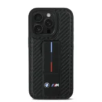BMW iPhone 16 Pro Max Backcover hoesje Grip Stand Smooth and Carbon - Zwart - Afbeelding 3