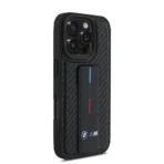 BMW iPhone 16 Pro Max Backcover hoesje Grip Stand Smooth and Carbon - Zwart - Afbeelding 2
