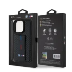 BMW iPhone 16 Pro Max Backcover hoesje Grip Stand Smooth and Carbon - Zwart - Afbeelding 8