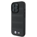 BMW iPhone 16 Pro Max Backcover hoesje - Magsafe - Perforated - Stitched lines - Zwart - Afbeelding 2
