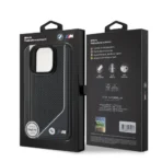 BMW iPhone 16 Pro Max Backcover hoesje - Magsafe - Perforated - Twisted White Line - Zwart - Afbeelding 7