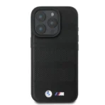 BMW iPhone 16 Pro Max Backcover hoesje - Magsafe - Perforated - Stitched lines - Zwart - Afbeelding 3