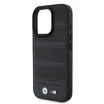 BMW iPhone 16 Pro Max Backcover hoesje - Magsafe - Perforated - Stitched lines - Zwart - Afbeelding 5