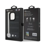 BMW iPhone 16 Pro Max Backcover hoesje - Magsafe - Perforated - Stitched lines - Zwart - Afbeelding 7
