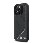 BMW iPhone 16 Pro Max Backcover hoesje - Magsafe - Perforated - Twisted White Line - Zwart - Afbeelding 2