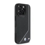 BMW iPhone 16 Pro Max Backcover hoesje - Magsafe - Perforated - Twisted White Line - Zwart - Afbeelding 4