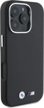BMW iPhone 16 Pro Max Backcover hoesje Smooth Full Wrapped Metal - Zwart - Afbeelding 2