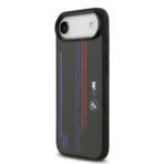BMW iPhone 17 Air Backcover hoesje - MagSafe Kevlar Case With Printed Tricolor & Metal Logos - Zwart - Image 2