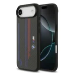 BMW iPhone 17 Air Backcover hoesje - MagSafe Kevlar Case With Printed Tricolor & Metal Logos - Zwart