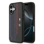 BMW iPhone 17 Backcover hoesje - MagSafe Kevlar Case With Printed Tricolor & Metal Logos - Zwart