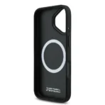 BMW iPhone 17 Backcover hoesje - MagSafe - PU Leather Case With Tricolor Slanted Stripes & Metal Logos - Zwart - Image 5