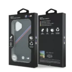 BMW iPhone 17 Backcover hoesje - MagSafe - PU Leather Case With Tricolor Slanted Stripes & Metal Logos - Zwart - Image 7