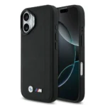 BMW iPhone 17 Backcover hoesje - MagSafe - Quilted Leather Case With Metal Logo - Zwart