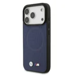 BMW iPhone 17 Pro Backcover hoesje - MagSafe - Full Wrapped Leather Case With Metal Logos - Navy - Image 8