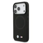 BMW iPhone 17 Pro Backcover hoesje - MagSafe - Full Wrapped Leather Case With Metal Logos - Zwart - Image 4