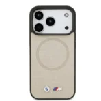 BMW iPhone 17 Pro Backcover hoesje - MagSafe - Full Wrapped Leather Case With Metal Logos - Grijs - Afbeelding 4
