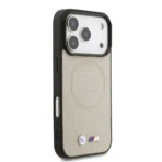 BMW iPhone 17 Pro Backcover hoesje - MagSafe - Full Wrapped Leather Case With Metal Logos - Grijs - Afbeelding 3