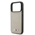 BMW iPhone 17 Pro Backcover hoesje - MagSafe - Full Wrapped Leather Case With Metal Logos - Grijs - Afbeelding 5