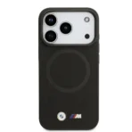 BMW iPhone 17 Pro Backcover hoesje - MagSafe - Full Wrapped Leather Case With Metal Logos - Zwart - Image 3