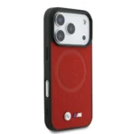 BMW iPhone 17 Pro Backcover hoesje - MagSafe - Full Wrapped Leather Case With Metal Logos - Rood - Image 4