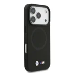 BMW iPhone 17 Pro Backcover hoesje - MagSafe - Full Wrapped Leather Case With Metal Logos - Zwart - Image 2