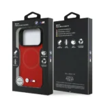 BMW iPhone 17 Pro Backcover hoesje - MagSafe - Full Wrapped Leather Case With Metal Logos - Rood - Image 7