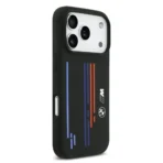 BMW iPhone 17 Pro Backcover hoesje - MagSafe - Liquid Silicone Case With Printed Multi-Tricolor - Zwart - Image 3