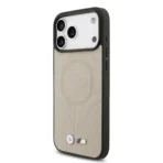 BMW iPhone 17 Pro Max Backcover hoesje - MagSafe - Full Wrapped Leather Case With Metal Logos - Grijs - Image 2