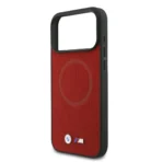 BMW iPhone 17 Pro Max Backcover hoesje - MagSafe - Full Wrapped Leather Case With Metal Logos - Rood - Image 6