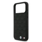 BMW iPhone 17 Pro Backcover hoesje - MagSafe - Seat Shaped Leather Case With Metal Logos - Zwart - Afbeelding 5