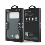 BMW iPhone 17 Pro Max Backcover hoesje - MagSafe - Quilted Leather Case With Metal Logo - Zwart - Image 5