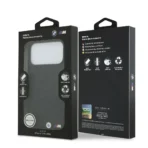 BMW iPhone 17 Pro Backcover hoesje - MagSafe - Seat Shaped Leather Case With Metal Logos - Zwart - Afbeelding 8