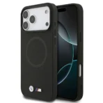 BMW iPhone 17 Pro Max Backcover hoesje - MagSafe - Full Wrapped Leather Case With Metal Logos - Zwart