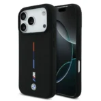 BMW iPhone 17 Pro Max Backcover hoesje - MagSafe - Liquid Silicone Case With Printed Tricolor - Zwart