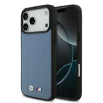 BMW iPhone 17 Pro Max Backcover hoesje - MagSafe - Quilted Leather Case With Metal Logo - Blauw
